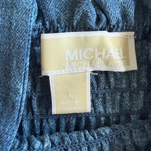 Michael Kors Blue Tie Dye Tank Peplum Square Neckline Stretch Size Large - Picture 3 of 6